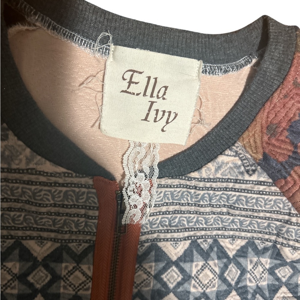 Ella Ivy Quilted Patchwork Zip Cardigan Jacket Bohemian cottagecore - Picture 6 of 9